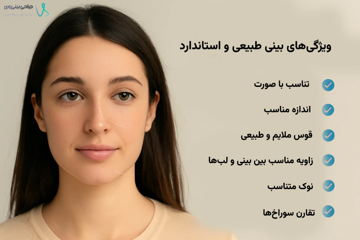 ویژگی‌های بینی طبیعی و استاندارد بعد از جراحی بینی