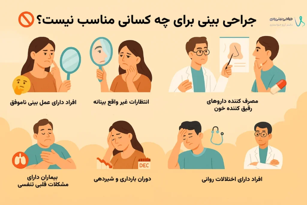 جراحی بینی برای چه کسانی مناسب نیست؟